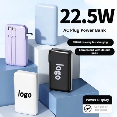 10000mAh Portable Power Bank with Built-in Plug