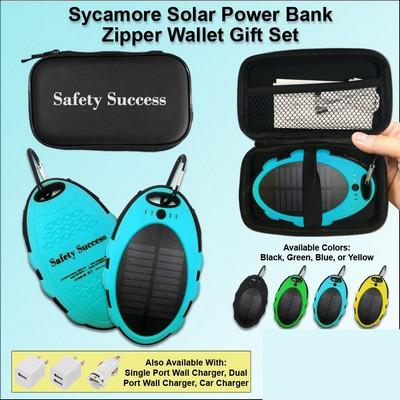 Sycamore Solar Power Bank Zipper Wallet Gift Set 3000 mAh - Blue