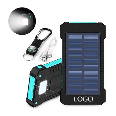 10000mAh Outdoor Solar Charger Power Bank with LED Flashlight