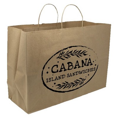 One Color 1-Sided Natural Handle Shopper Paper Bag (16" x 12" x 6")