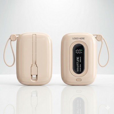 Mini 22.5W Super Fast Charging Power Bank Compact Portable Charger with Built in Cable 20000mAh