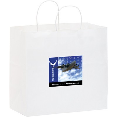 Paper Shopping Bag 14.5x9x16.25 White Kraft Printed Four Color Process