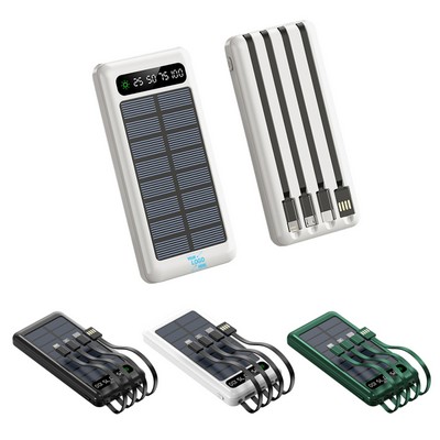 Portable 10000mAh Solar Power Bank w/Cable