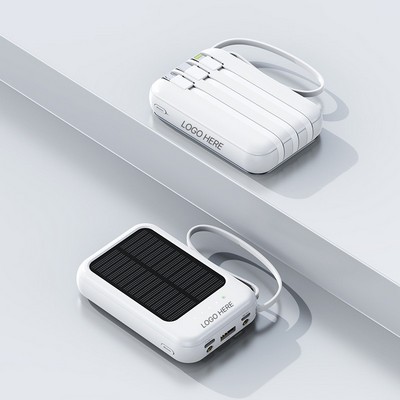 Solar Power Bank Outdoor Portable Charger with Built in Cable and Solar Charging Function 20000mAh