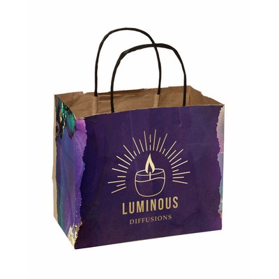 Multi-Sided Full Color Natural Shopper Paper Bag - Black Handle (8.5"x 7.25"x 5")
