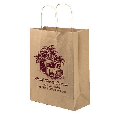 One Color 1-Sided Natural Handle Shopper Paper Bag (10" x 13" x 5")