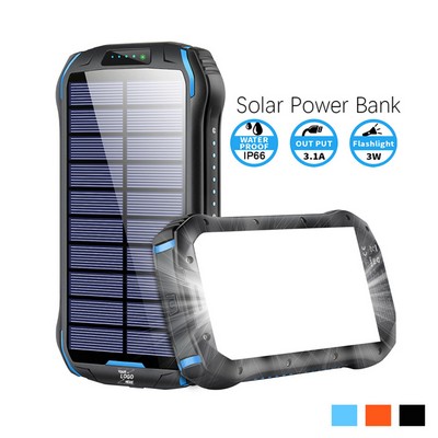 20000mAh Solar Power Bank w/LED Flashlight