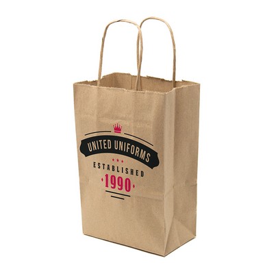 Full Color 1-Sided Kraft Paper Bag Shoppers (5.5" x 8.375" x 3.25")