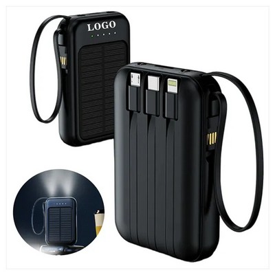 20000mAh High-Capacity Waterproof Solar Power Bank with Dual USB and LED Flashlight